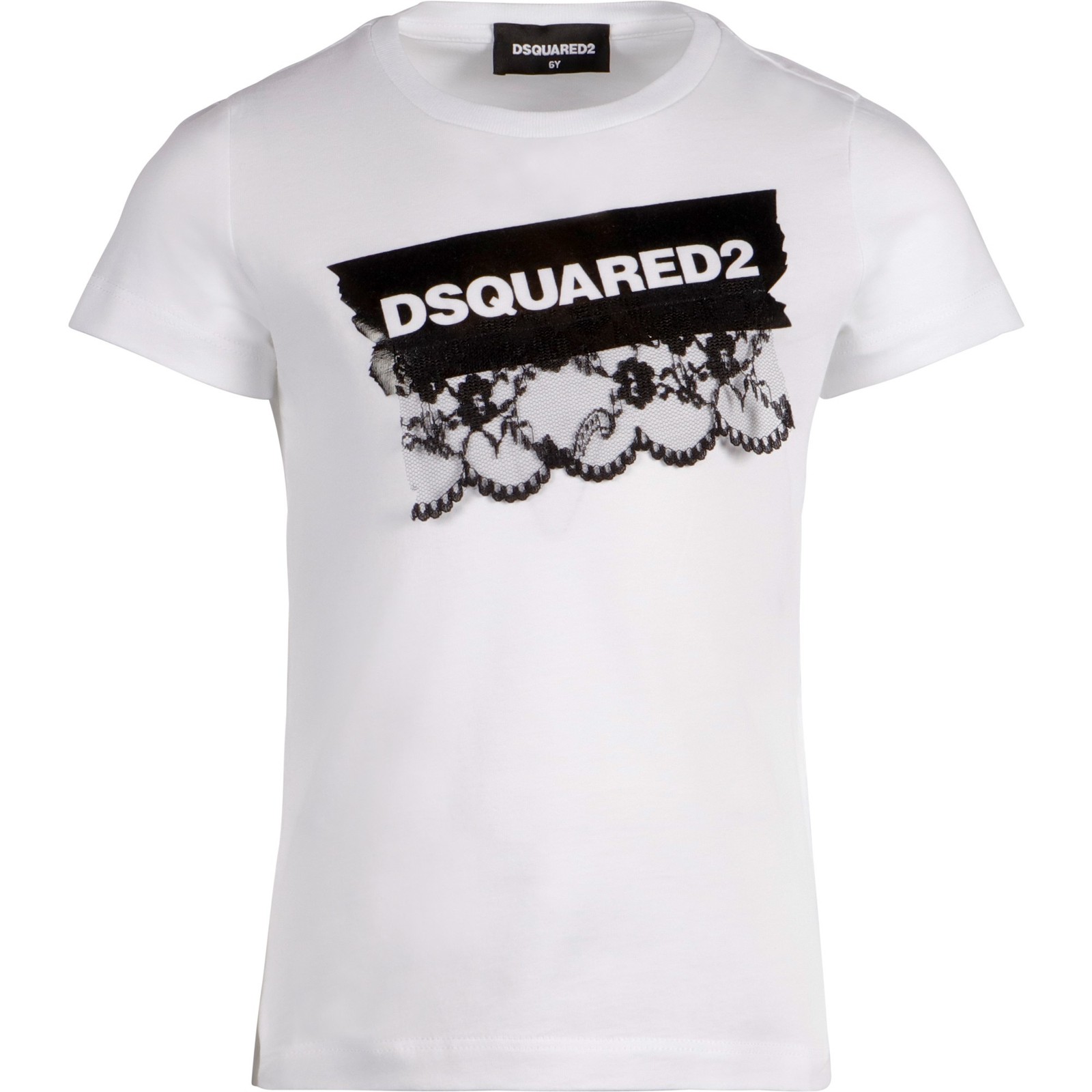 DSQUARED2 Girls Logo T-Shirt with Lace Detail - Women's Clothing