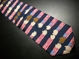 Save The Children Neck Tie Reaching For Love Natalie Flag Sleeves on Dark Blue - $10.99