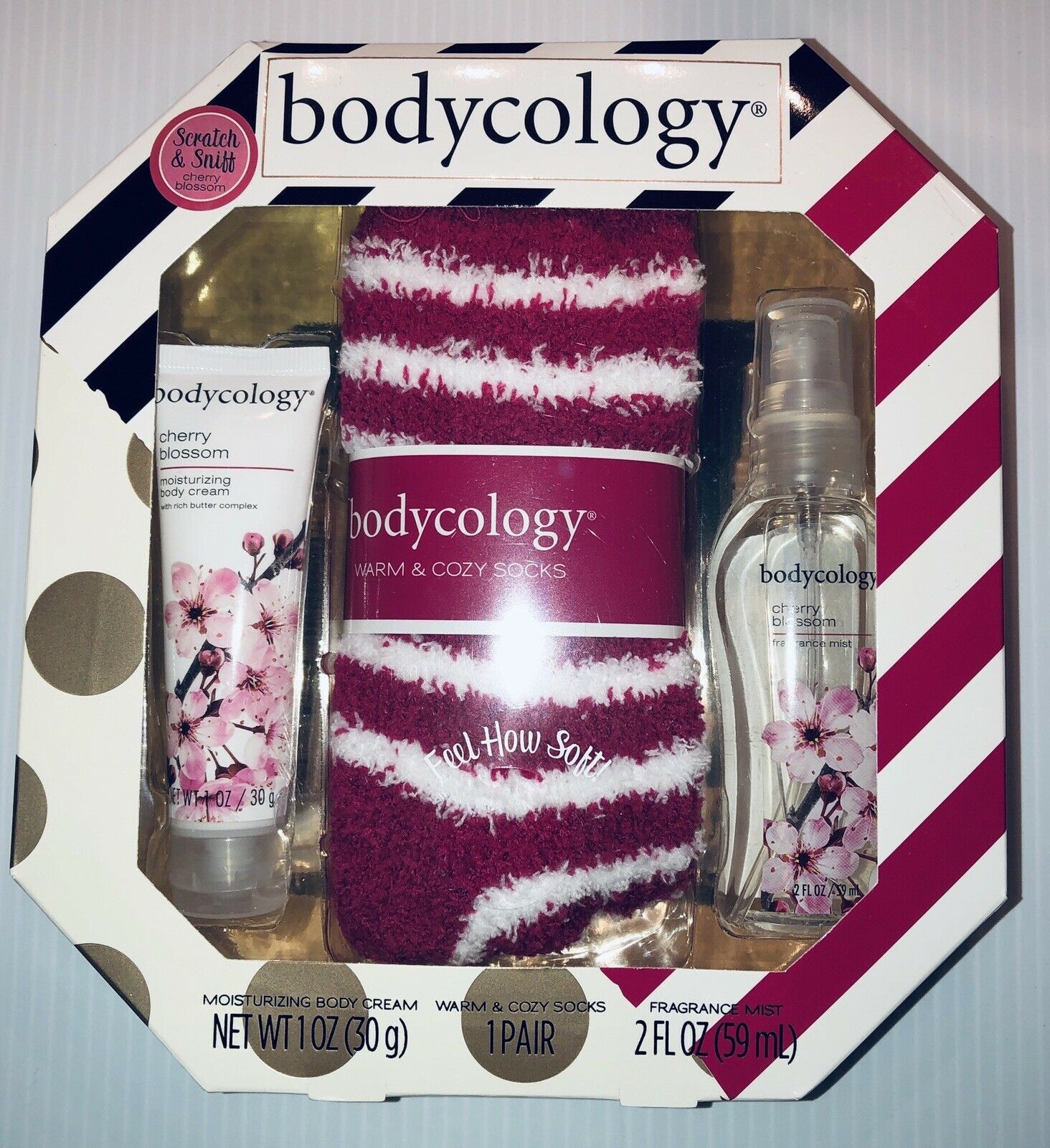 Primary image for Bodycology Gift Set New In Box Cherry Blossom, Soft Socks!
