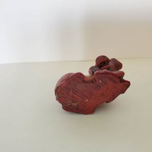Pig Figurine, Cinnabar, Red Resin Animal Statue, Chinese Zodiac Year of the Pig image 5