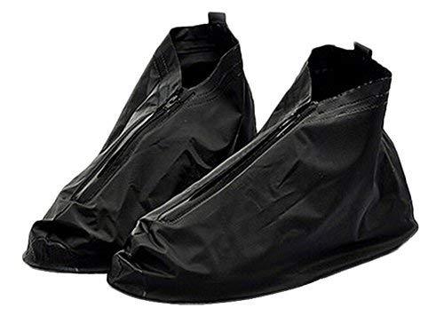 PANDA SUPERSTORE Non-Slip Waterproof Thick Bottom Rain Shoe Covers, New Black