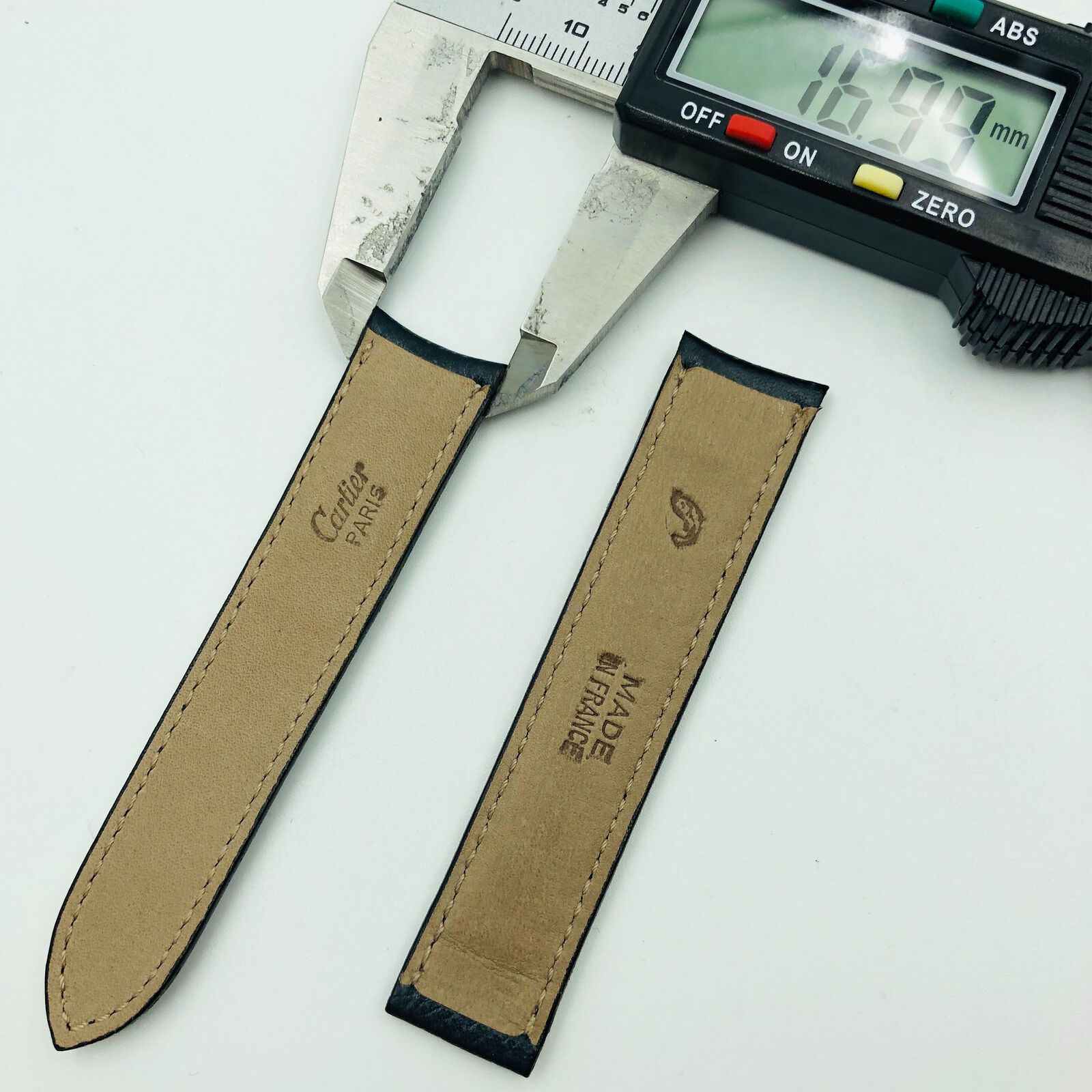 Cartier Authentic 17mm Blue Graine Leather Strap for Deployant clasp 9A12DELD Watch Bands