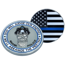 GOD WILL JUDGE OUR ENEMIES SKULL BEARD MIAMI FLORIDA POLICE 2.5&quot; CHALLEN... - $28.49