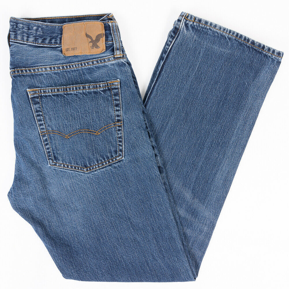 American Eagle Original Straight Leg Mens Jeans Faded Dark Wash Size ...
