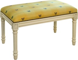 Bench Butterfly Antique White Wash Yellow Cotton - $389.00