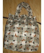 Handcrafted Retriever Duck tote bag hunting lined drawstring green check... - $15.00