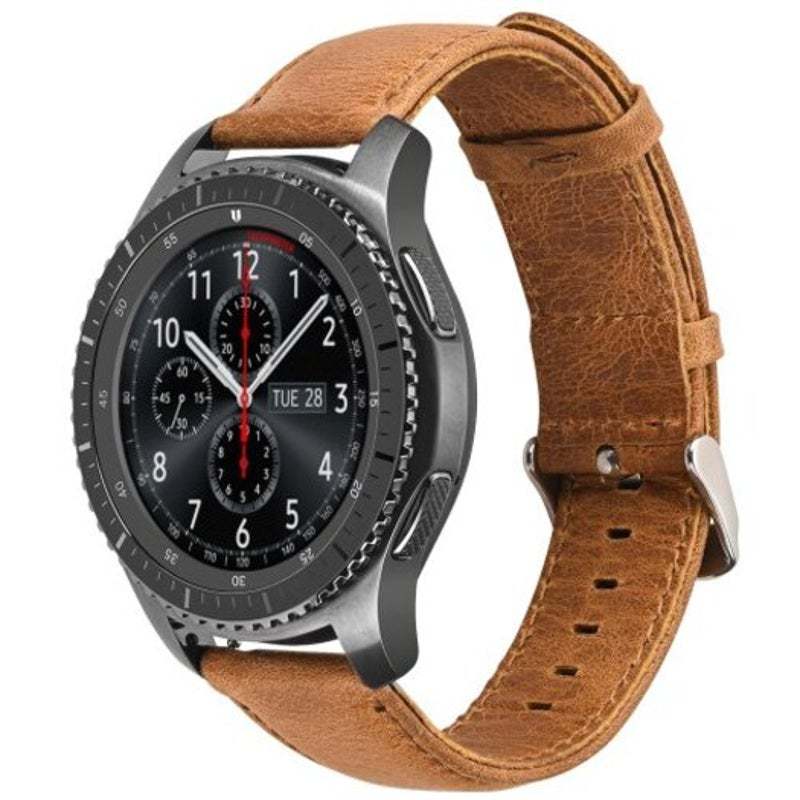 22Mm Genuine Leather Watch Band Strap For Samsung Galaxy Watch 46Mm- Light Brown