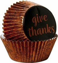 Foil Give Thanks 24 ct Baking Cups Cupcake Liners Wilton Thanksgiving - $3.95
