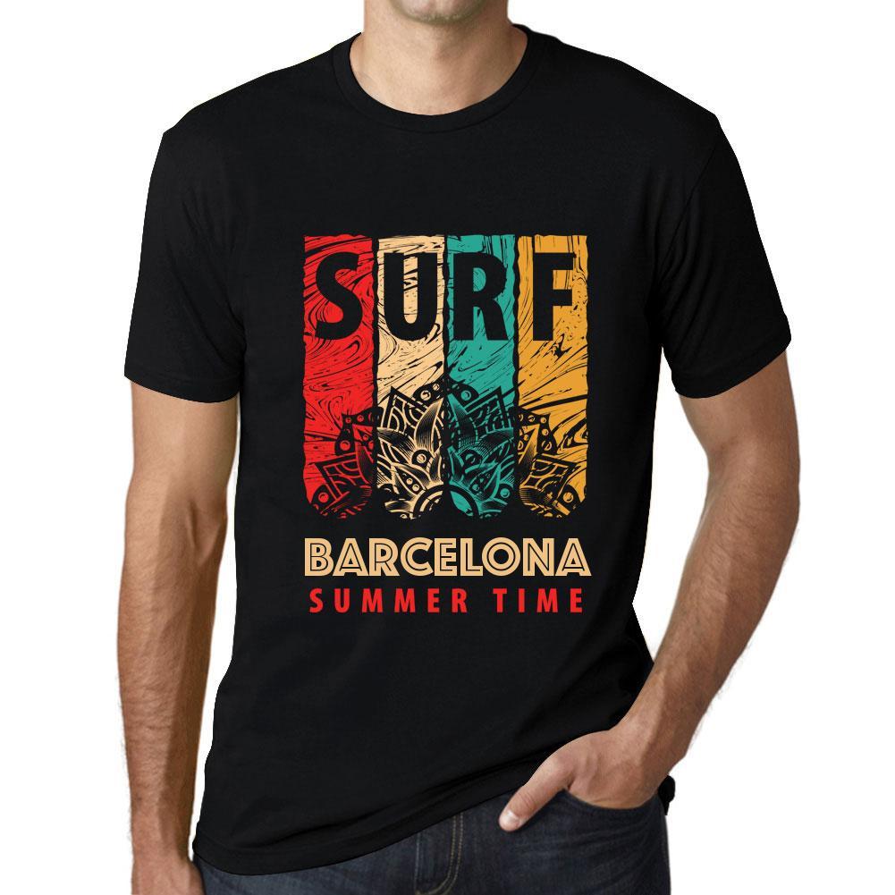 Men’s Graphic T-Shirt Surf Summer Time BARCELONA Deep Black