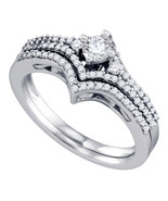 14k White Gold Round Diamond Bridal Wedding Engagement Ring Band Set 1/2... - $959.00