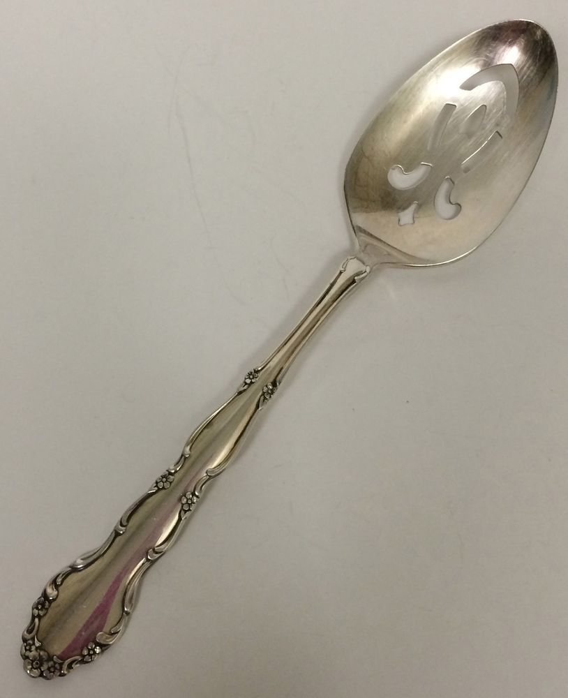 Oneida 1881 Rogers Flirtation Silverplate Pierced Serving Spoon Floral