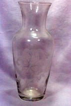 Unmarked Crystal Clear Etched Frosted Lilies Vase 9" - $5.54