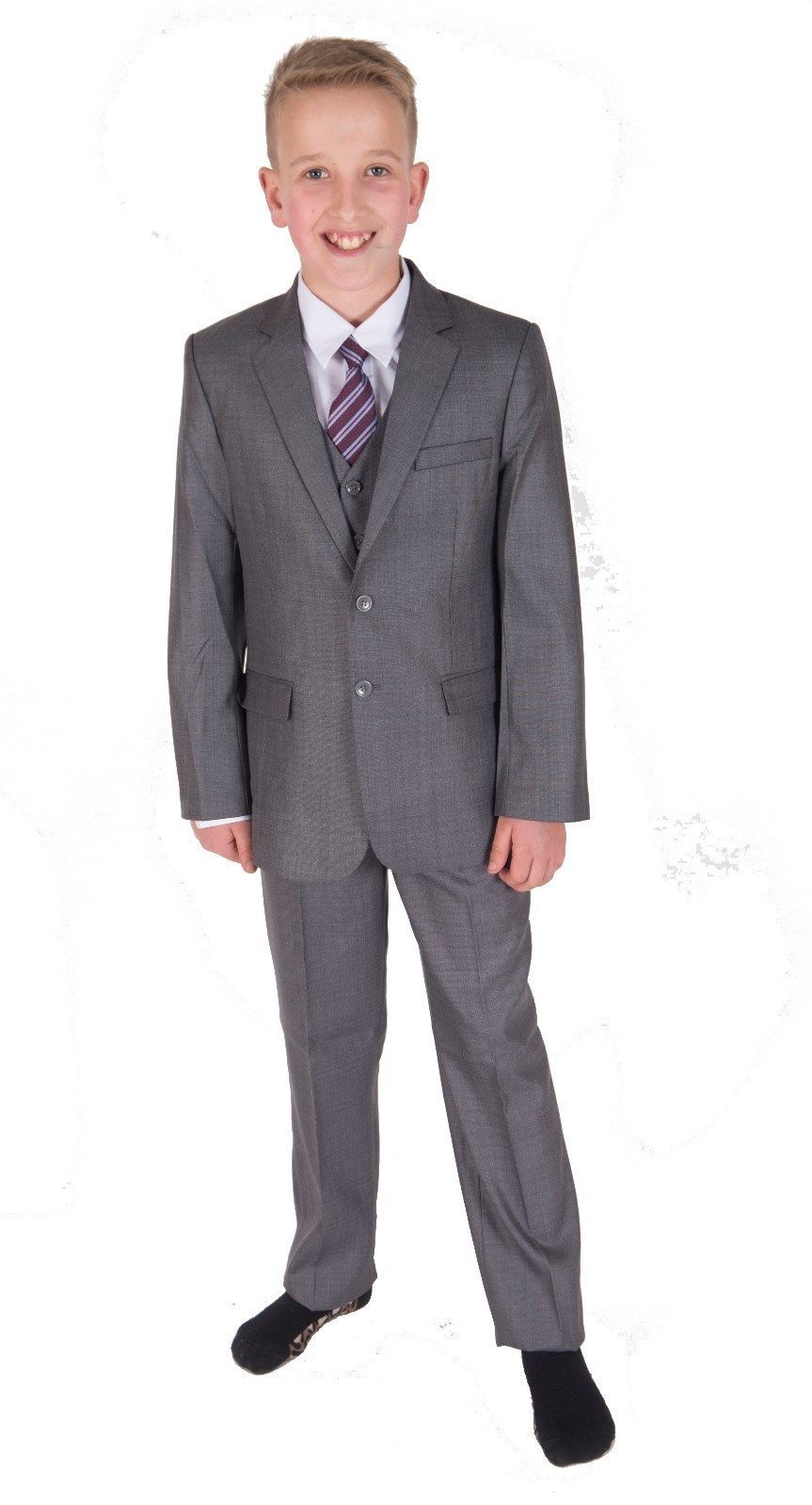 Boys Grey Suits 5 Piece Wedding Suit Page Boy Party Prom Suit 2-12 Years 