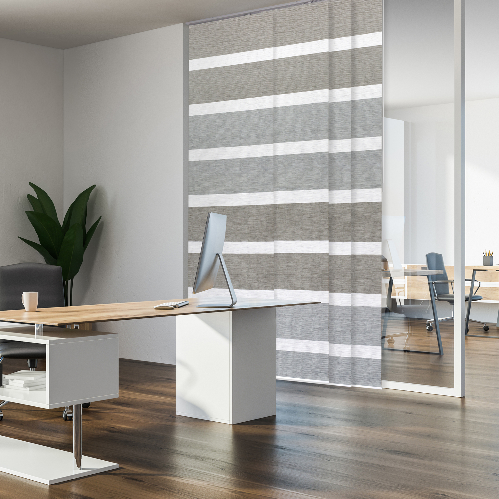 GoDear Deluxe 4 Rail Sliding Panel Blind Panel Track Shades Vertical