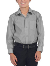 Boy's Grey Long Sleeve Casual Button Down Toddler Kids Dress Shirt - 14