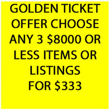 SAT - SUN ONLY PICK ANY 3 $8000 OR LESS ITEMS OR LISTINGS FOR $333  DISCOUNT - $666.00