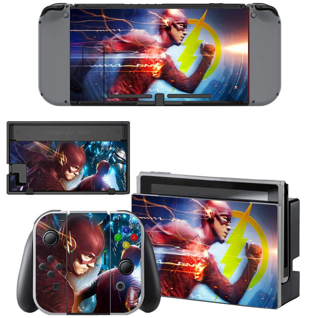 DC Comic The Flash Nintendo Switch Console JoyCon Vinyl Skins Decals