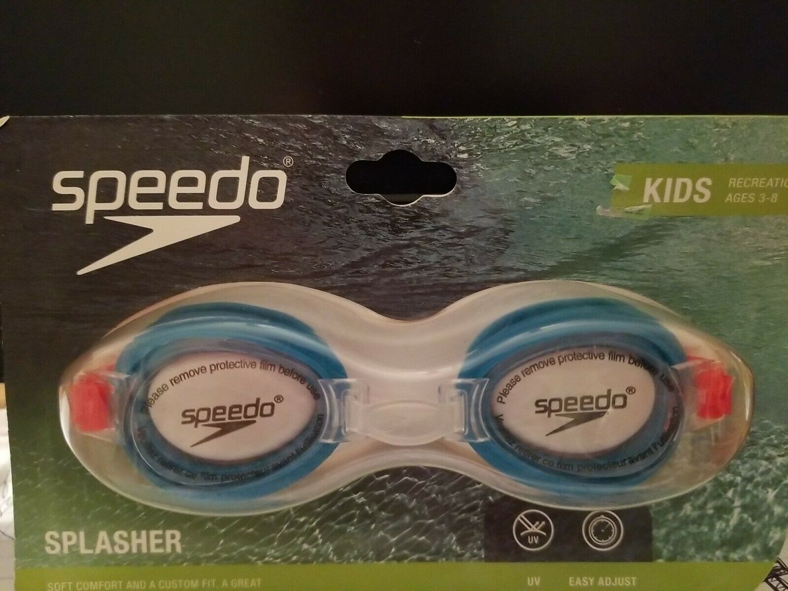 Speedo Kids 3 to 8 Glide Print Swim Goggles Anti-Fog Latex Free NIP 