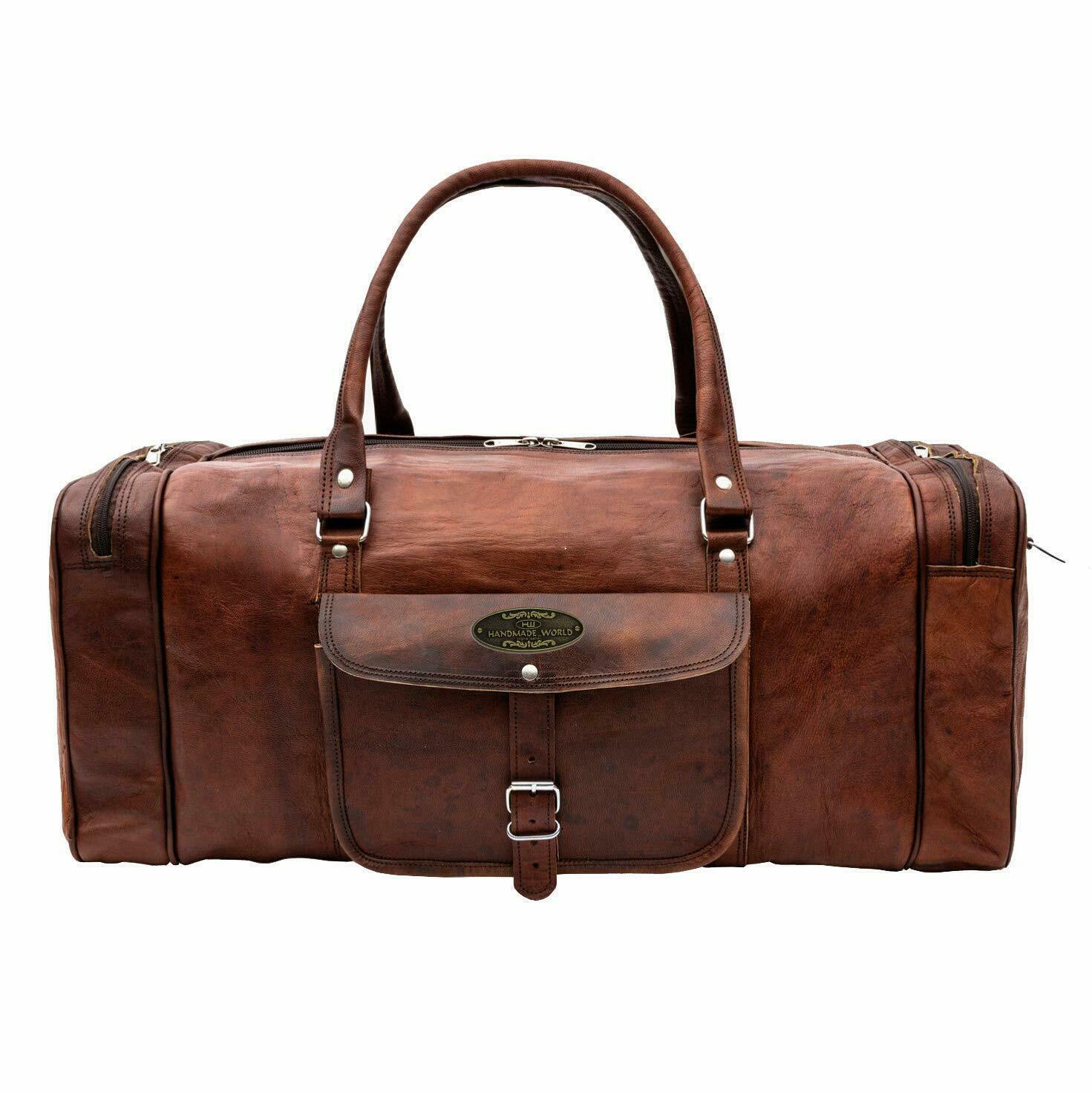 Overnight Carry-on Leather Luggage Bag Brown For Women 24 and 22 Inch ...