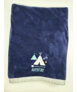Just Born Adventure Blue Baby Blanket Tent Teepee Arrow Fleece Gray Sati... - $19.99