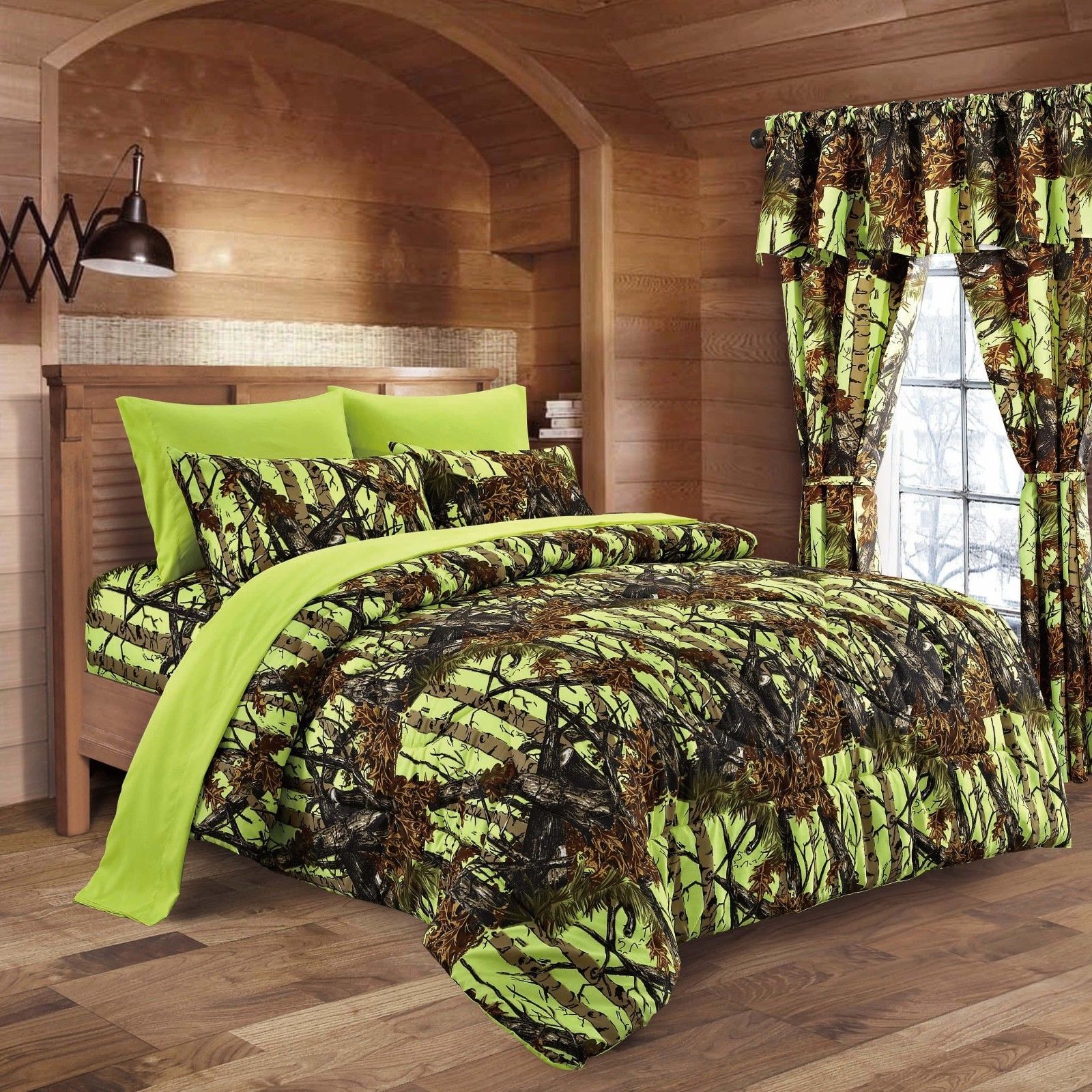 1 Pc King Size Lime Camo Comforter Only And 7 Similar Items