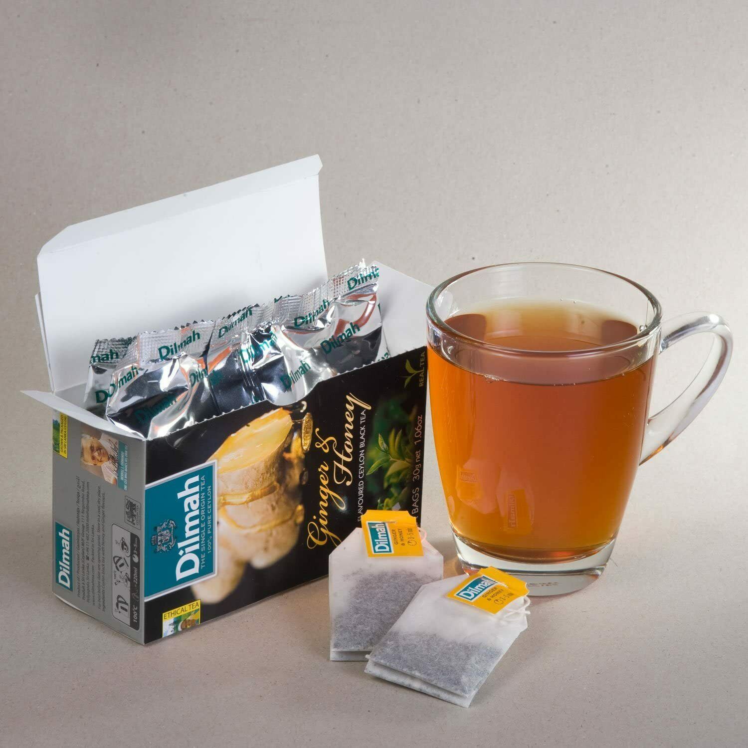 Dilmah Ginger Black Tea bags Box Pure Ceylon Tea 100 Tea Bags Tea