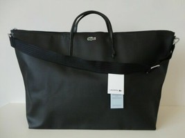 NWT LACOSTE Black Removable Shoulder Strap Travel Shopping Bag XL NF1947PO - $126.09