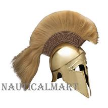 NauticalMart Greek Corinthian Helmet with Plume & Brass Finish Helmet