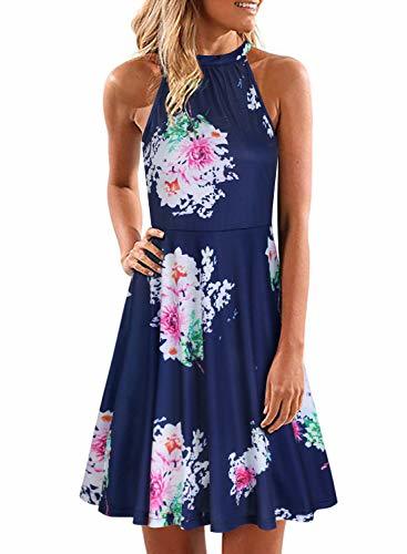 ULTRANICE Women's Halter Neck Floral Summer Casual SundressFloral08,XL ...