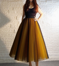 BLACK RED A-Line Midi Tulle Skirt Outfit High Waisted Full Pleated Tulle Outfit image 9