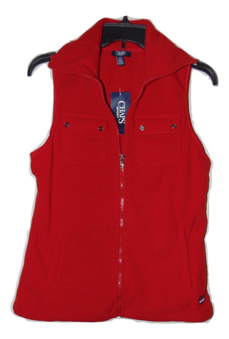 Chaps Rich Red Vest Jacket Coat Fleece Size Small Nwt - Coats & Jackets
