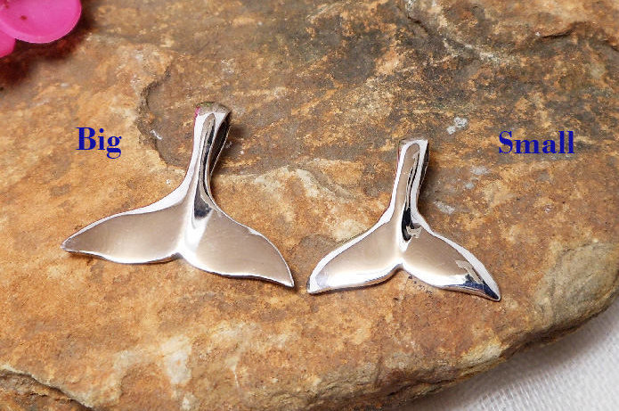 Sup Silver - Sterling silver whale tail pendant, good luck pendant, gifts for aquarium lover