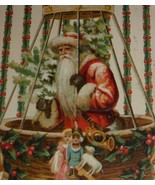 Santa Claus in Red Riding in Dirigible W/ Tree,Toys Antique Christmas Po... - $40.00