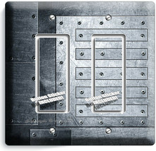 Matal Grunge Steel Rivets Look Light Switch 2 Gfci Plates Man Cave Garege Decor - $12.08