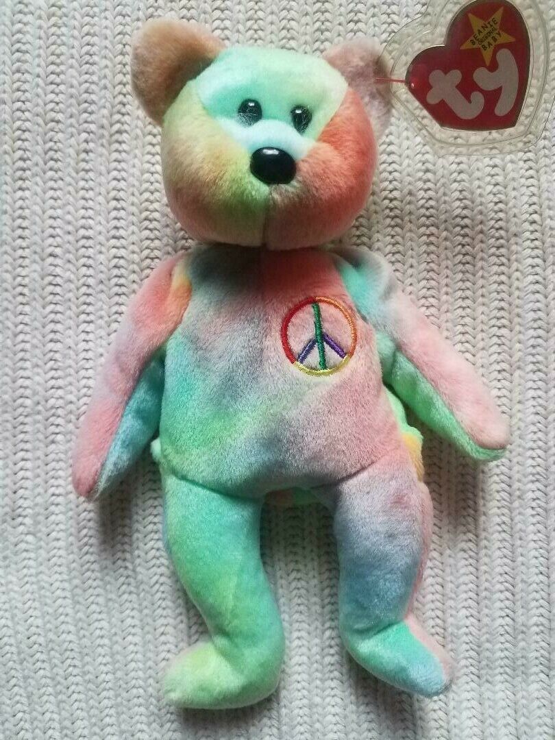 rainbow peace beanie baby