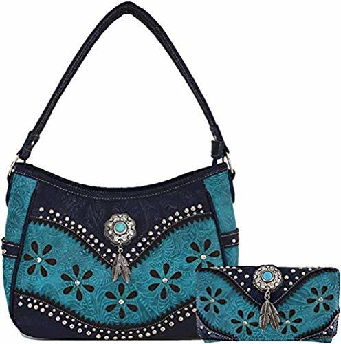 Tooled Leather Laser Cut Concealed Carry Purses Feather Country Western Handbags