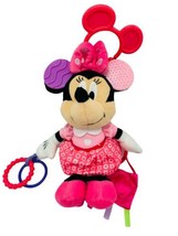 Disney Baby Minnie Mouse Pink Plush Activity Toy Crinkle Rattle Rings Te... - $13.85