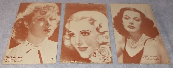 Female Movie Stars Post Card Arcade Cards Heddy Lamarr Jean Arthur 