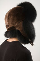 Jet Black Fox Fur Hat With Sheared Beaver on Top Trapper Aviator Hat Saga Furs image 4
