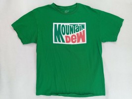  Mtn Mountain Dew Soft Drink Logo Green T-Shirt Adult Size Large - $7.55