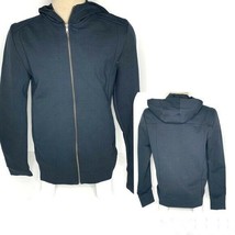 H&M Men M Medium Navy Zip Up Jacket with Hood Pockets Navy Blue Pockets - $49.49