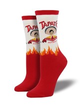 Socksmith Women&#39;s Socks Novelty Crew Cut Socks &quot;Tapatio&quot; Hot Sauce / White - $10.66