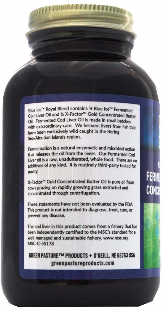 Green Pasture's Blue Ice Royal Butter Oil / Fermented Cod Liver Oil Blend -