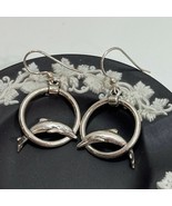 Sterling Silver Dolphin Dangle Hoop Earrings - 1.5&quot; - $34.65