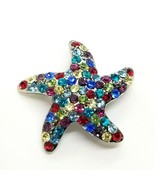 VTG Silver Tone Rhinestone Multicolor Colorful Starfish Brooch Nautical Pin - $13.00
