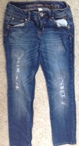 Justice Premium Blue Denim Jeans Girls Size 10R Simply Low Distressed 5 ... - $8.86