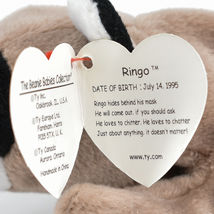 1995 Ty Beanie Baby Ringo the Raccoon Retired Beanbag Plush Toy Doll image 6