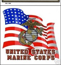 USMC USA FLAG &amp;  MARINE CORPS EMBLEM  CAR 4&quot; WINDOW DECAL - $16.14