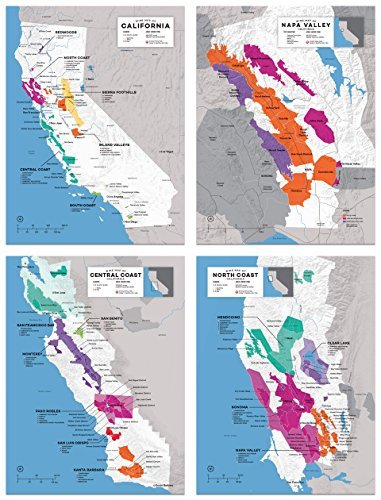 Wine Folly California Regional Map Poster Print Set 4-pc 12