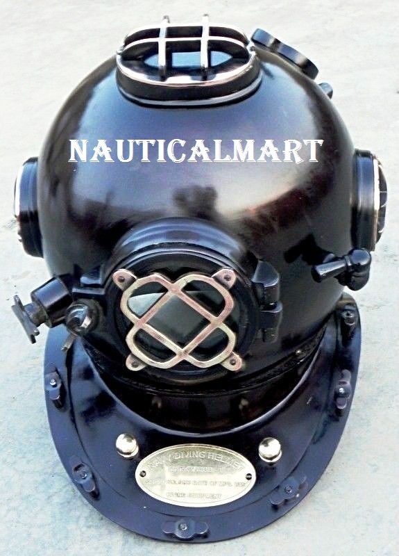 NauticalMart Black Antique US NAVY Divers Diving Helmet Replica Diving Helmets